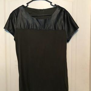 Faux Leather and Green Top